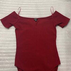 Express Red Sweetheart-Neckline Bodysuit Top Size XS